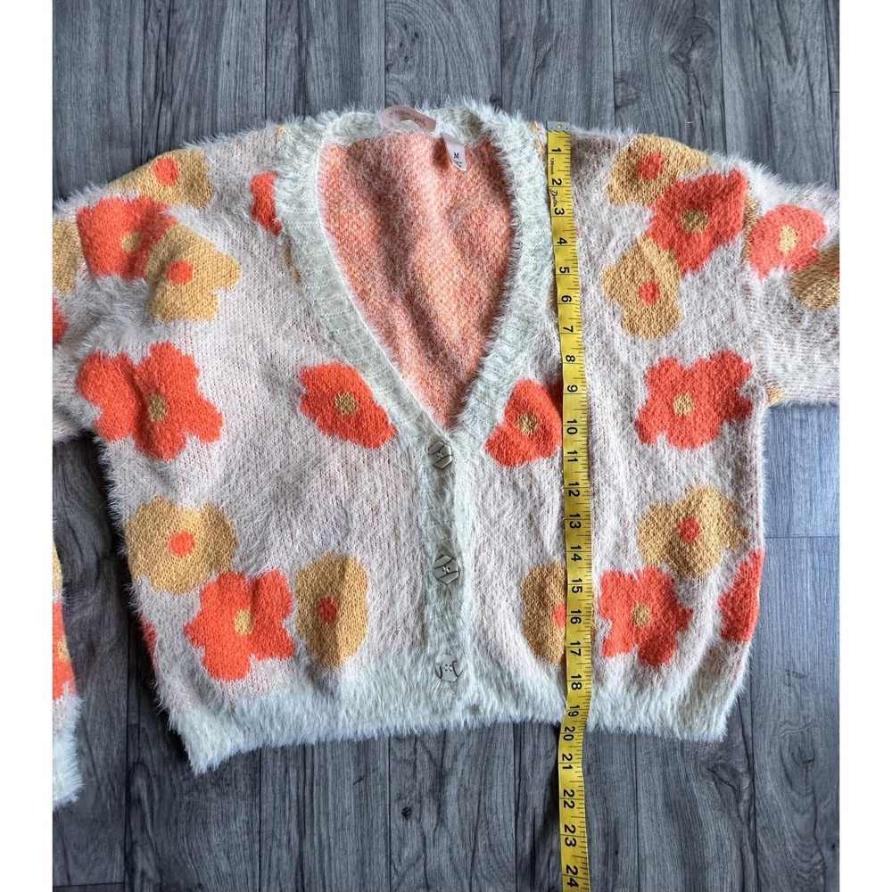 Willow + Root Floral Fuzzy Cardigan Sweater - Talla M - Boho Retro Style. - Picture 9 of 16